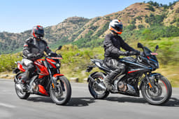The Pulsar 250s are identical for the most part. The differences lie in the F250's semi-fairing and clip-on handlebars.